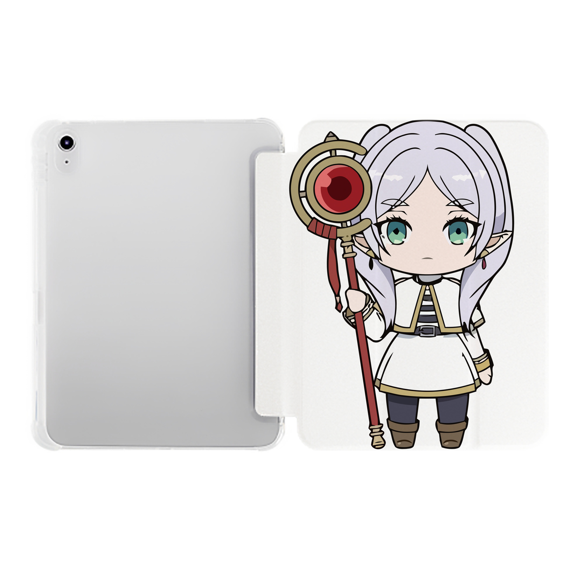 （画像用） 葬送のフリーレン Frieren IPad ケース ペン収納付き 三つ折りスタンド PUレザー×シリコン 対応機種9.5/10.5/10.9インチ